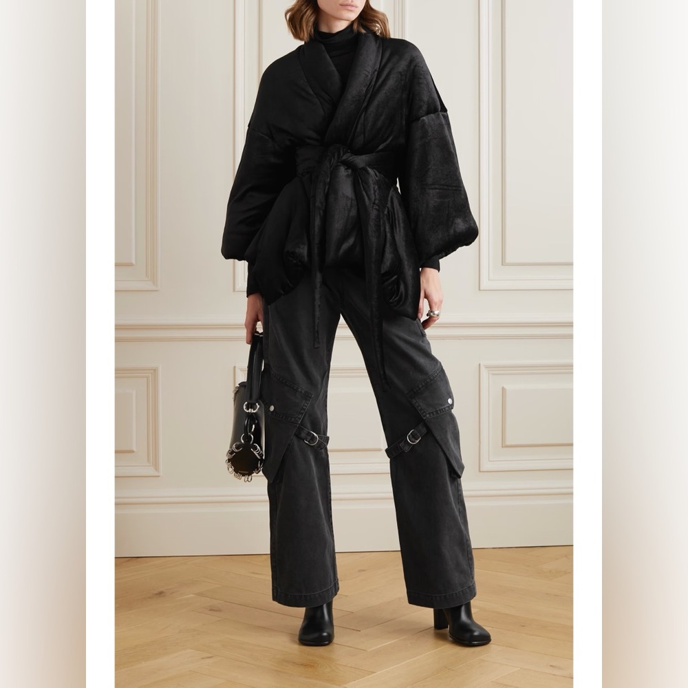 $1,980 NWT RICK OWENS LILIES FW22 STROBE Padded Velour Tommywing Jacket • IT 46